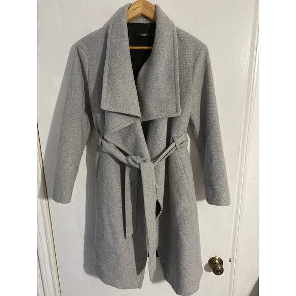 Mango belted pea coat women’s size S gray wool blend minimalist capsule - Picture 1 of 6
